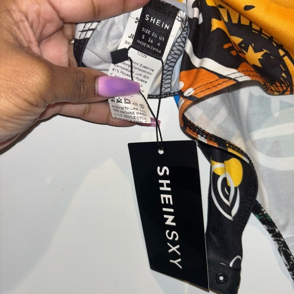 Shein Colorful Graffiti Print Bodysuit NWT - Picture 4 of 5